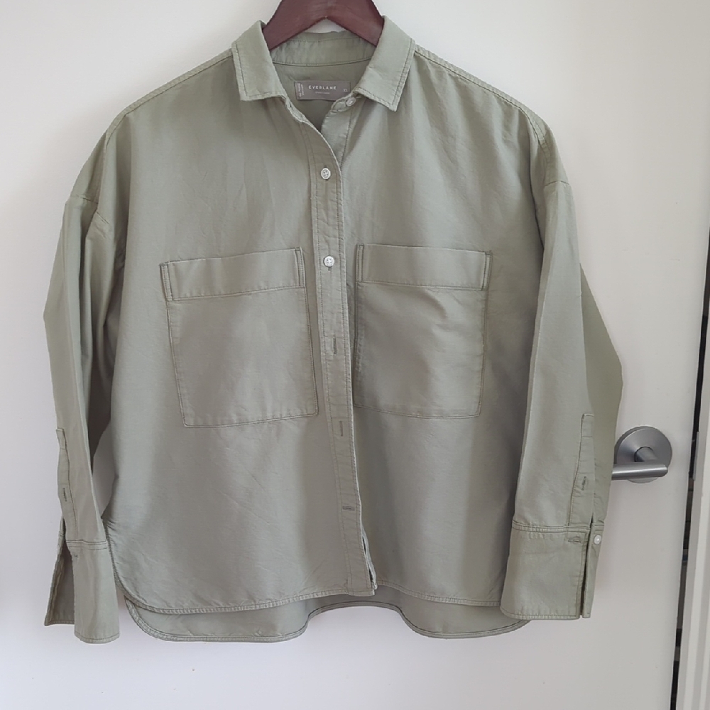 Everlane Women's Sage Button Down Shirt Boxy Cropped